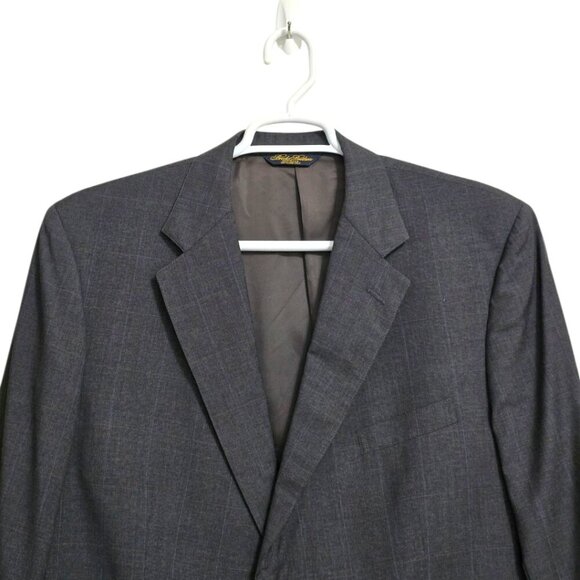 Brooks Brothers Gray Windowpane Single Breasted Wool Blazer Sz 45R - Picture 2 of 13